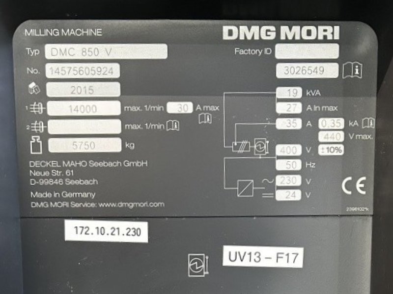 DMG MORI DMC 850 V  2015